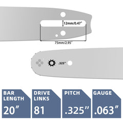 Close-up of Fifchall chainsaw bar specifications