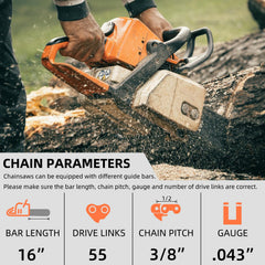 Close-up of Fifchall chainsaw chain specifications