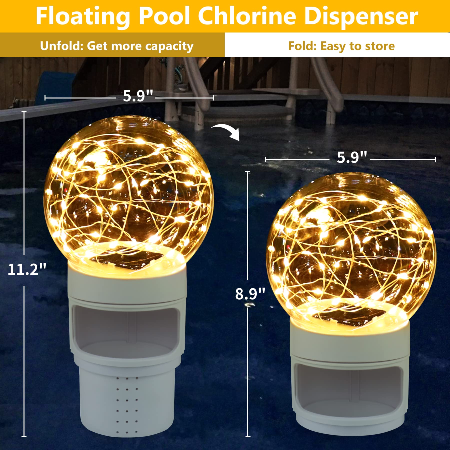 Close-up of FineBud Pool Chlorine Floater's solar panel
