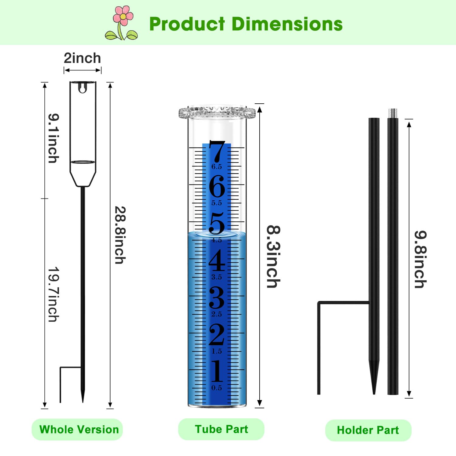Close-up of FINEST+ Rain Gauge tube with blue strip