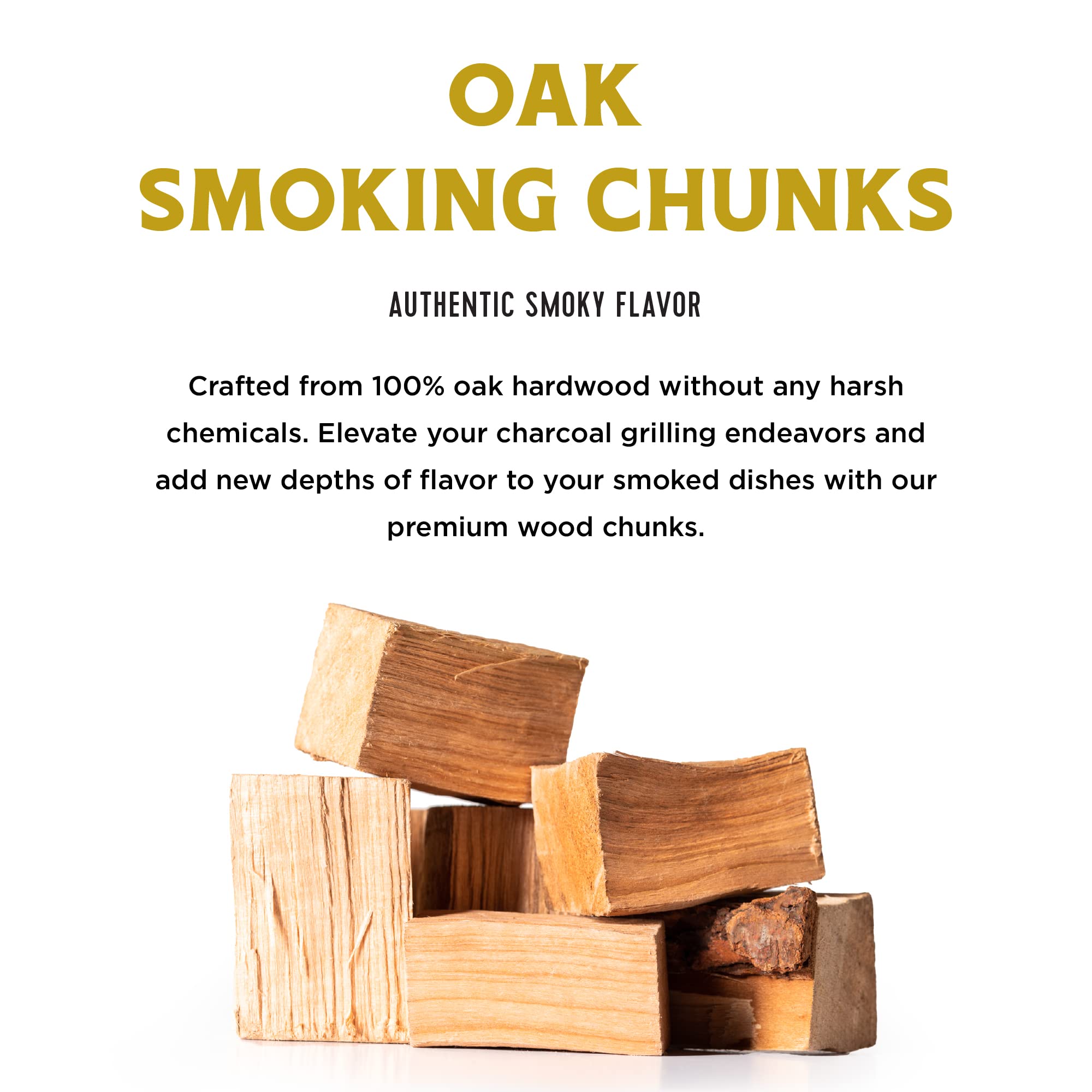 Close-up of Fire & Flavor Oak Wood Chunks showing size and texture