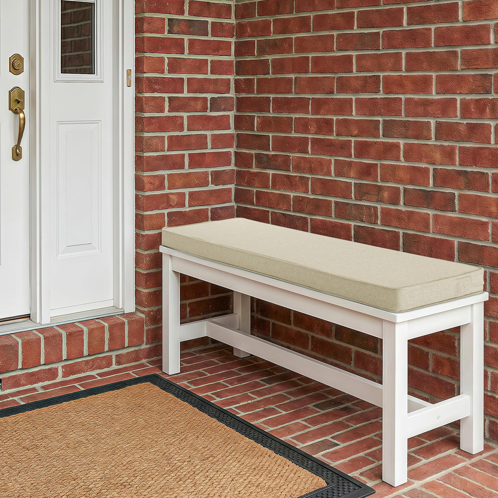 Close-up of Fitfree outdoor bench cushion with hidden zipper