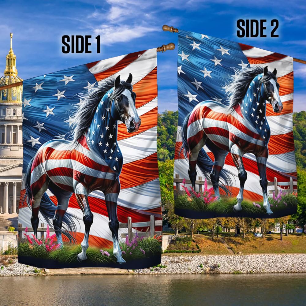 Close-up of FLAGWIX American Horse Patriotic Flag design