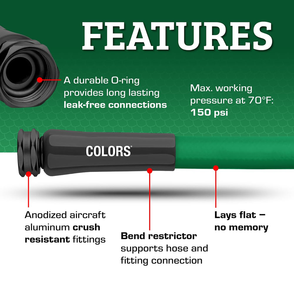 Close-up of Flexzilla hose fittings and material
