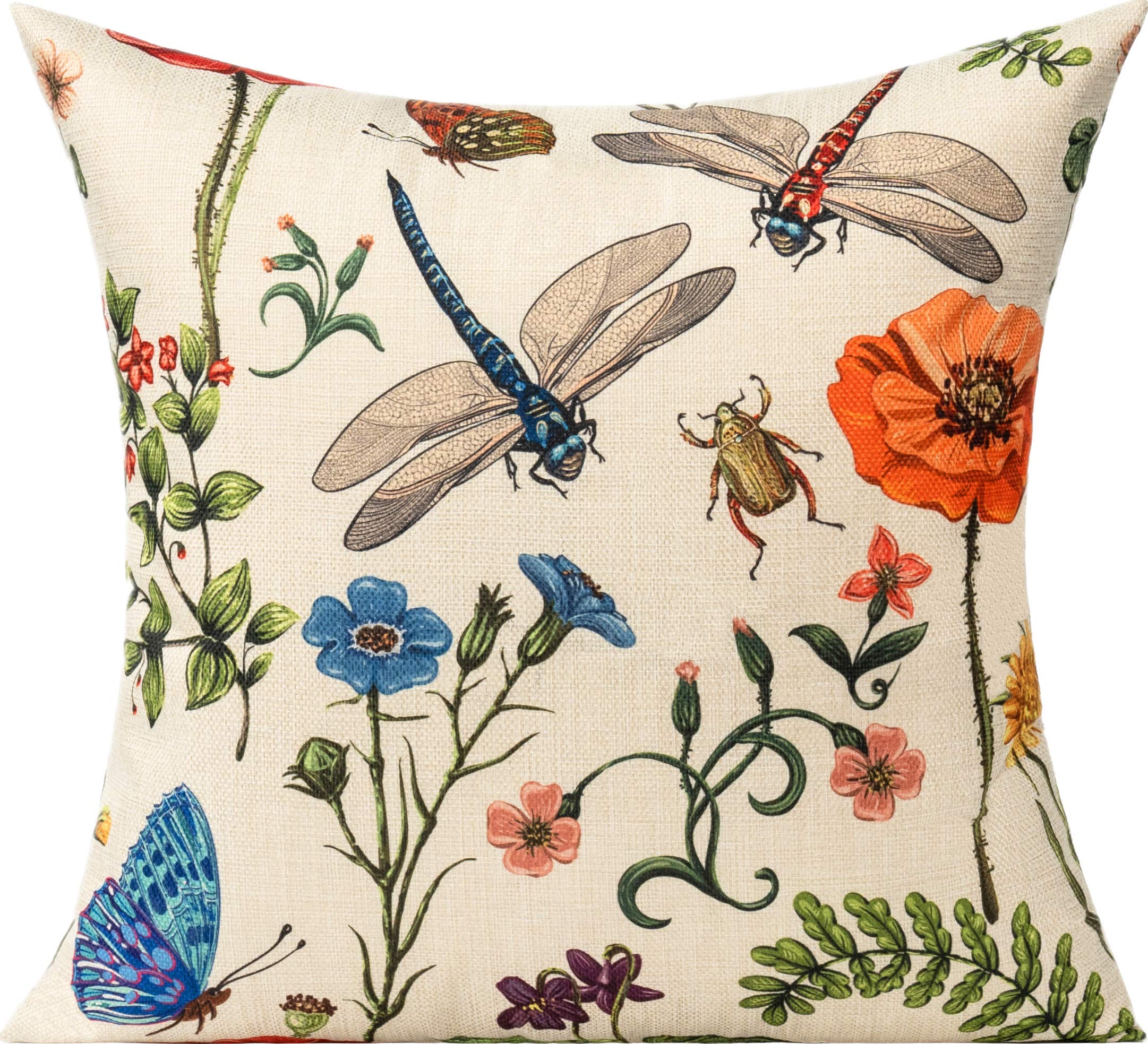 Close-up of floral pattern on All Smiles outdoor pillow cover
