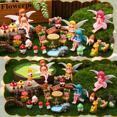 Close-up of flower fairies from GGSTDDUP fairy garden set