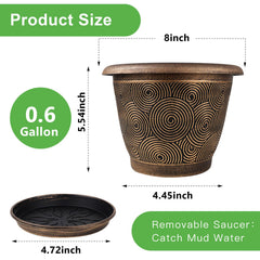 Close-up of Fodetyff 8 Inch Flower Pot's Modern Circle Pattern