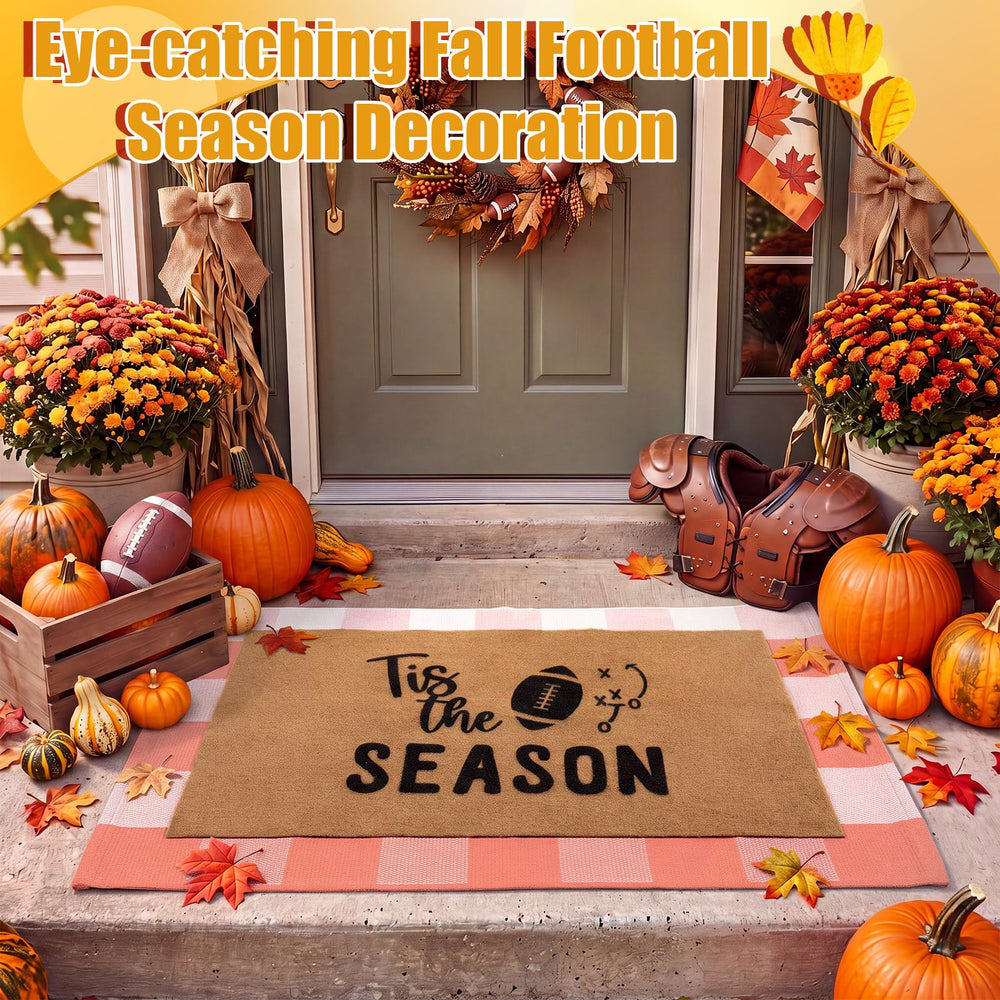 Close-up of football playbook design on coir mat