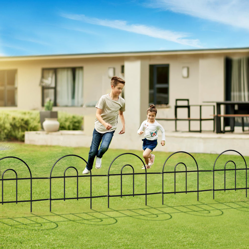 Close-up of FOREHOGAR Decorative Garden Fencing black powder-coated finish