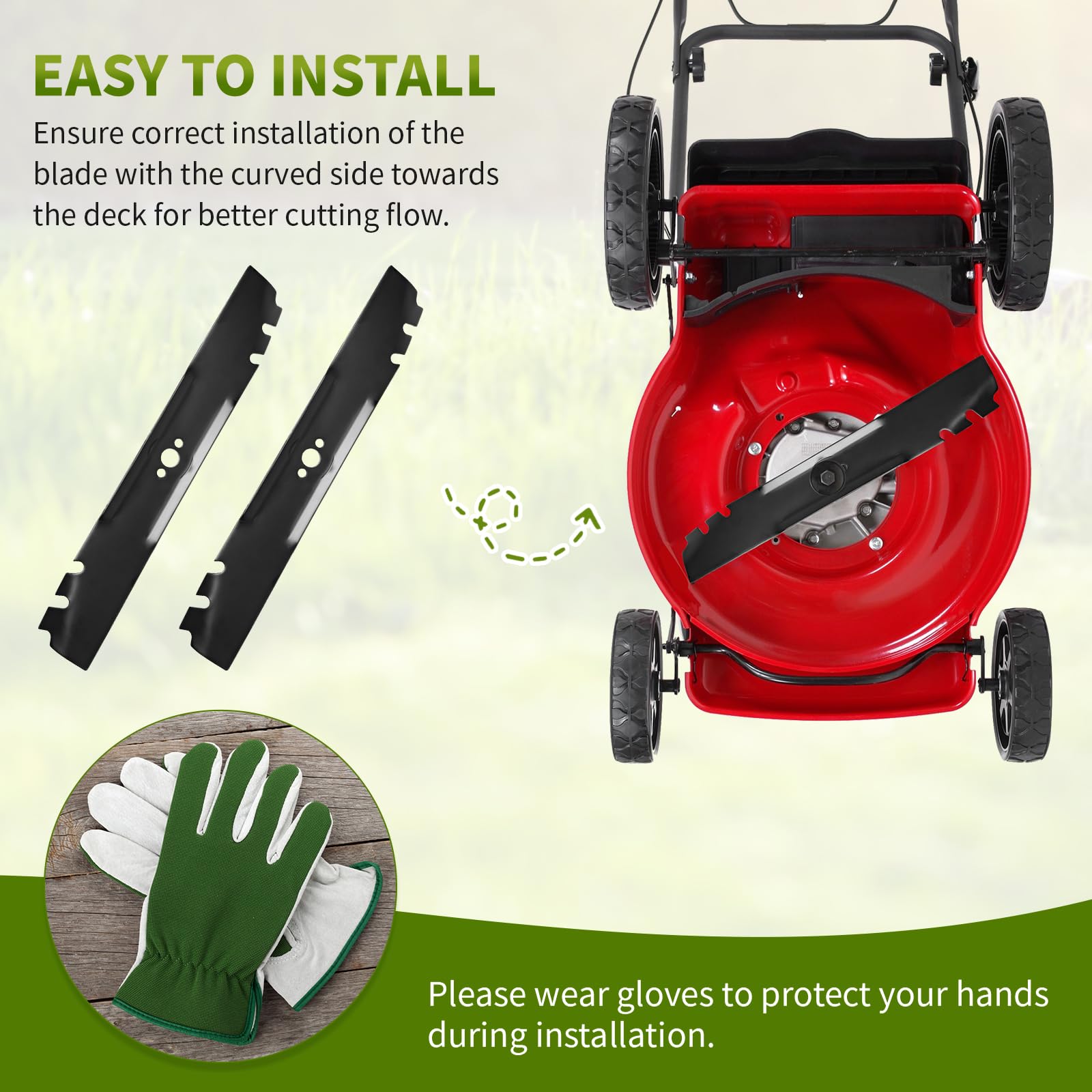 Close-up of Fourtry Mulching Blades cutting edge