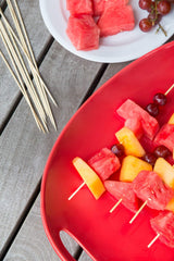 Close-up of Fox Run bamboo skewers showing pointed end