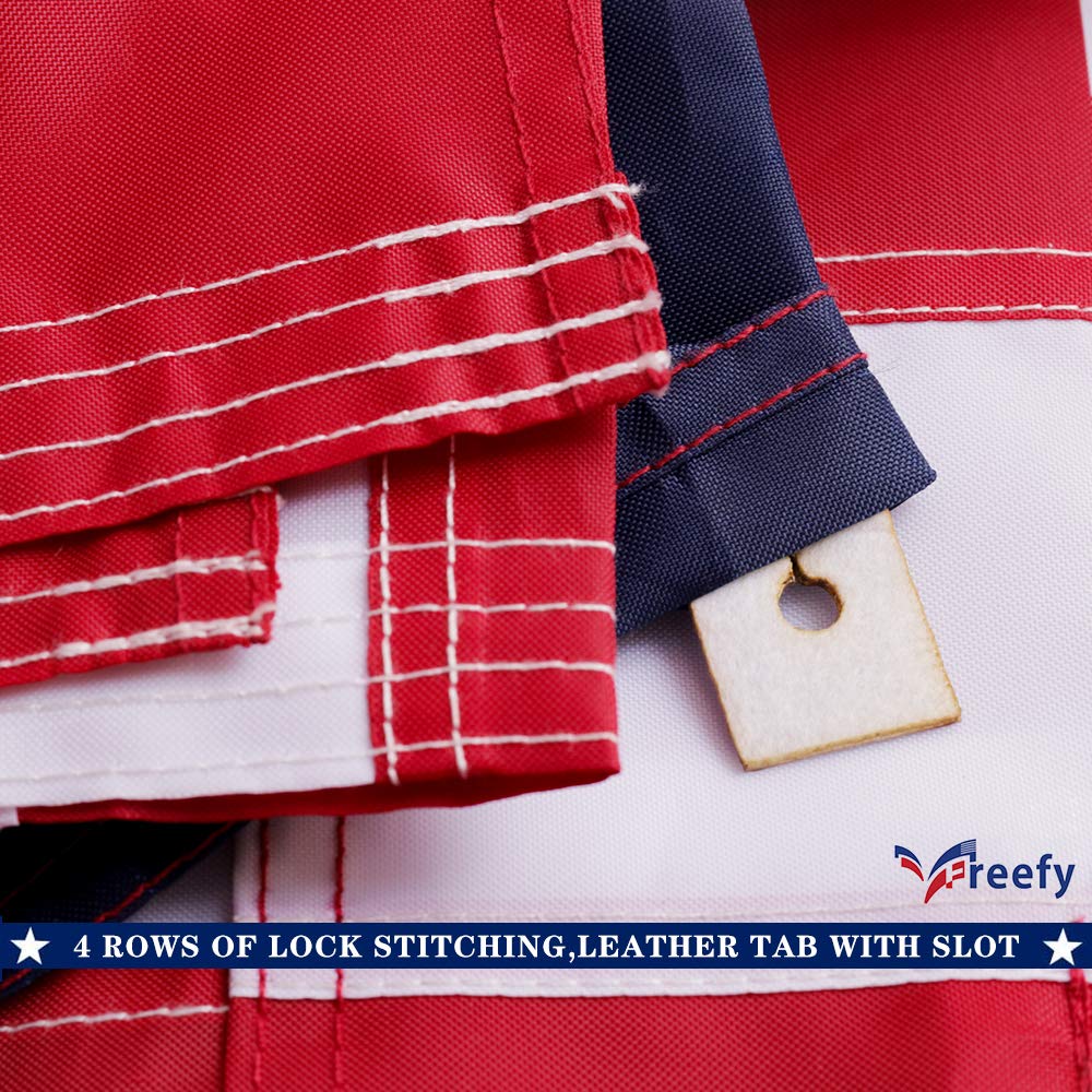 Close-up of Freefy American Flag 3x5 ft stitching details