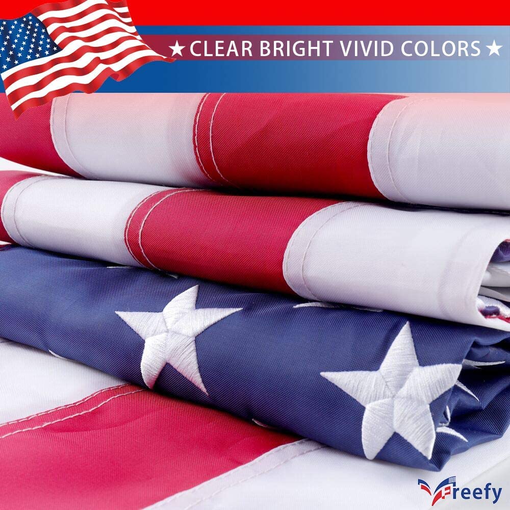 Close-up of Freefy American Flag stripes and stitching