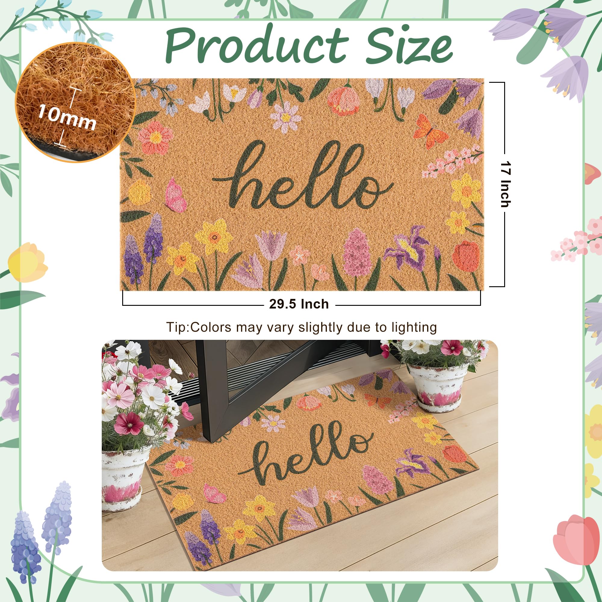 Close-up of Fttoyoly Colorful Wildflowers Welcome Mat texture
