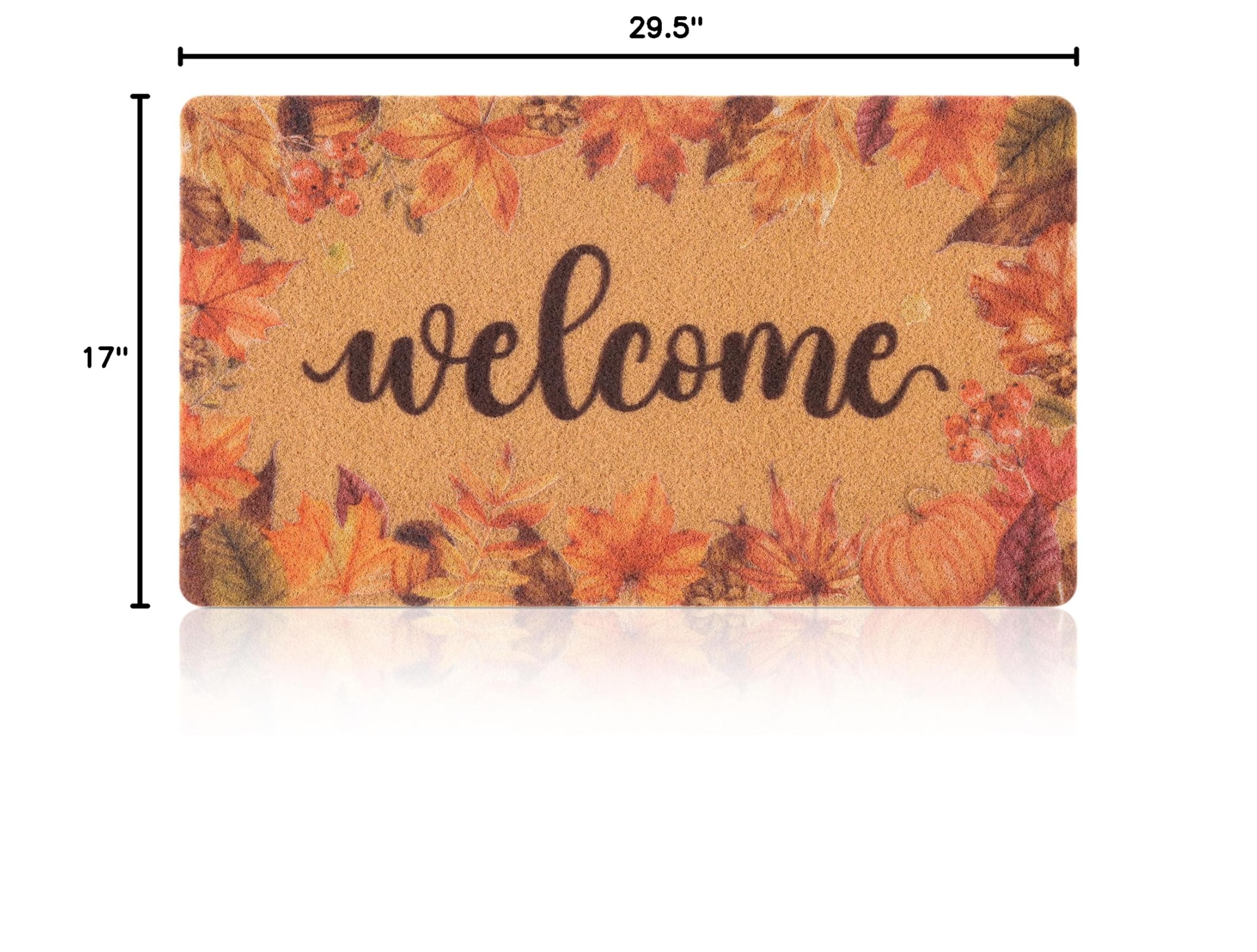 Close-up of Fttoyoly Fall Door Mat showing yellow-red maple leaves