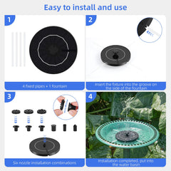 Close-up of Fulsren Solar Fountain nozzle options