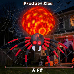 Close-up of FunFanso inflatable spider's red eyes and fangs