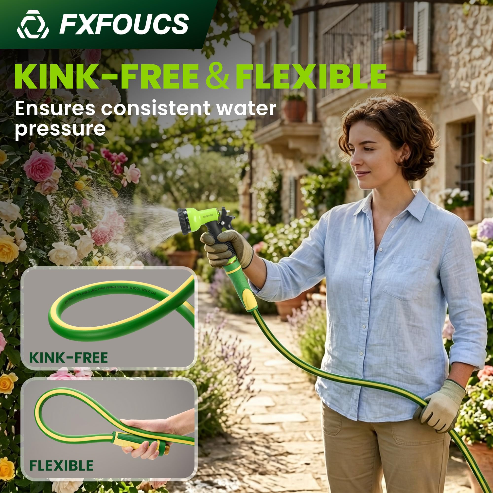 Close-up of FXFOUCS garden hose connectors