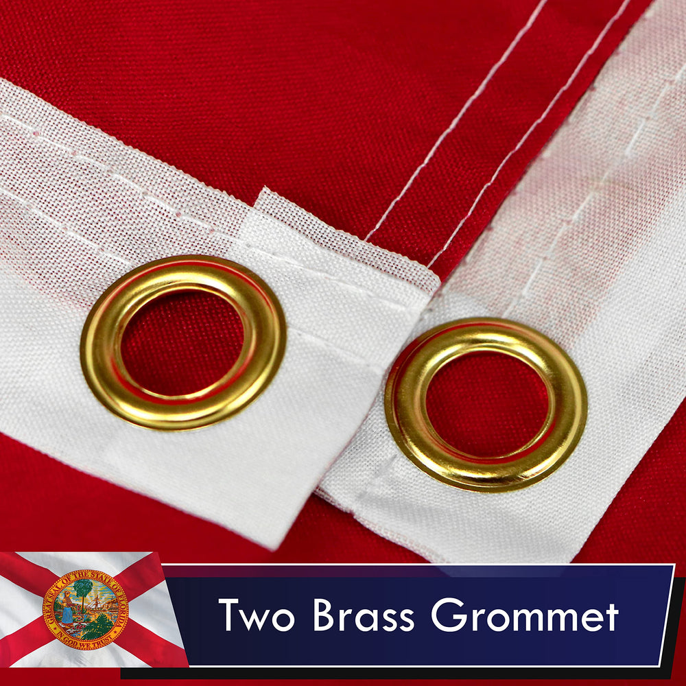 Close-up of G128 Florida State Flag showing brass grommet