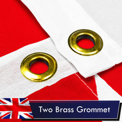 Close-up of G128 United Kingdom Flag's brass grommet