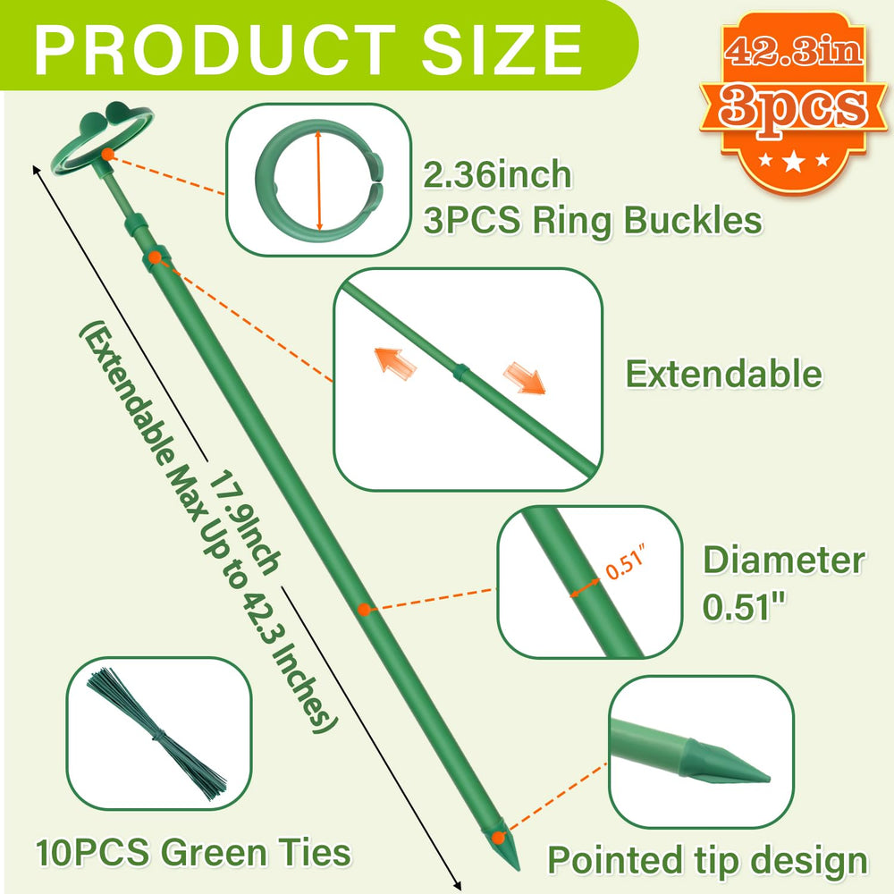 Close-up of GAGINANG plant stakes with adjustable clips and ties