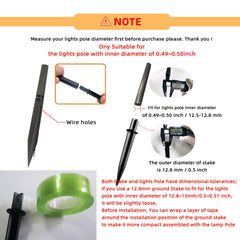 Close-up of Galavasen solar light stake with sharp tip for easy ground penetration