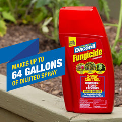 Close-up of Gardentech Daconil Fungicide label showing active ingredients