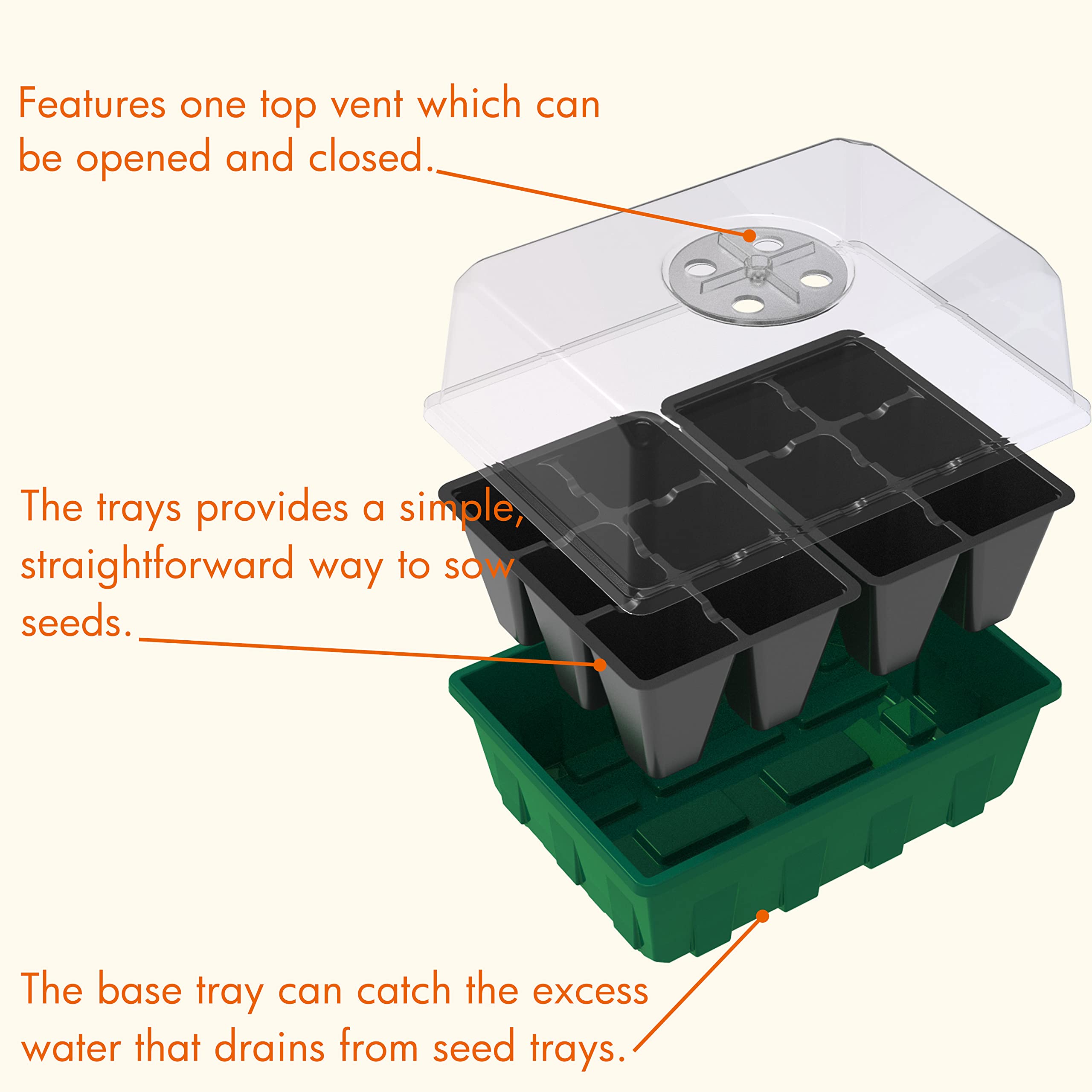 Close-up of Gardzen seed starter tray cell dimensions