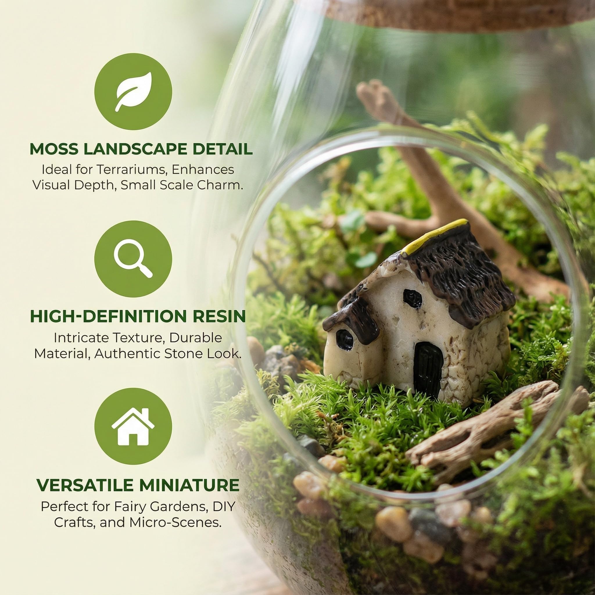 Close-up of Garneck Miniature Fairy Garden Houses