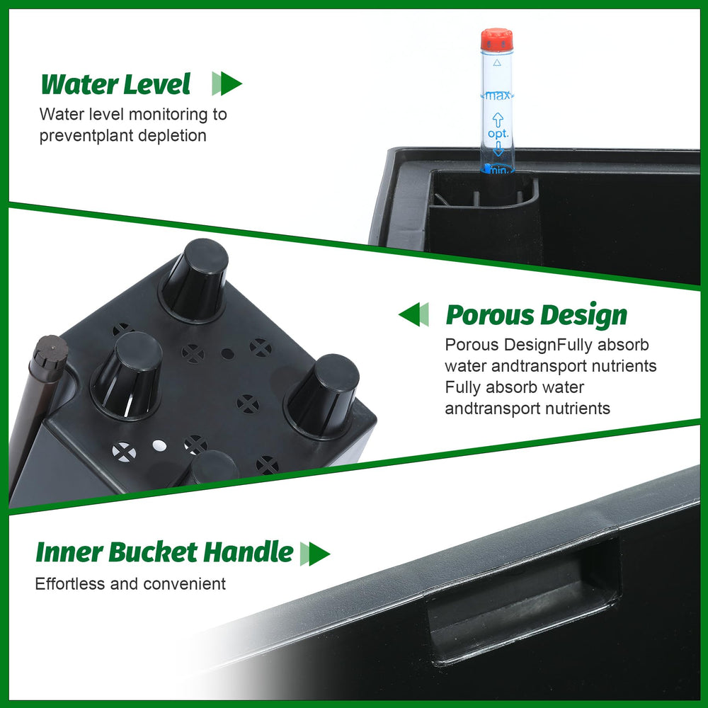 Close-up of Garvee 16-inch planter water inlet for easy watering