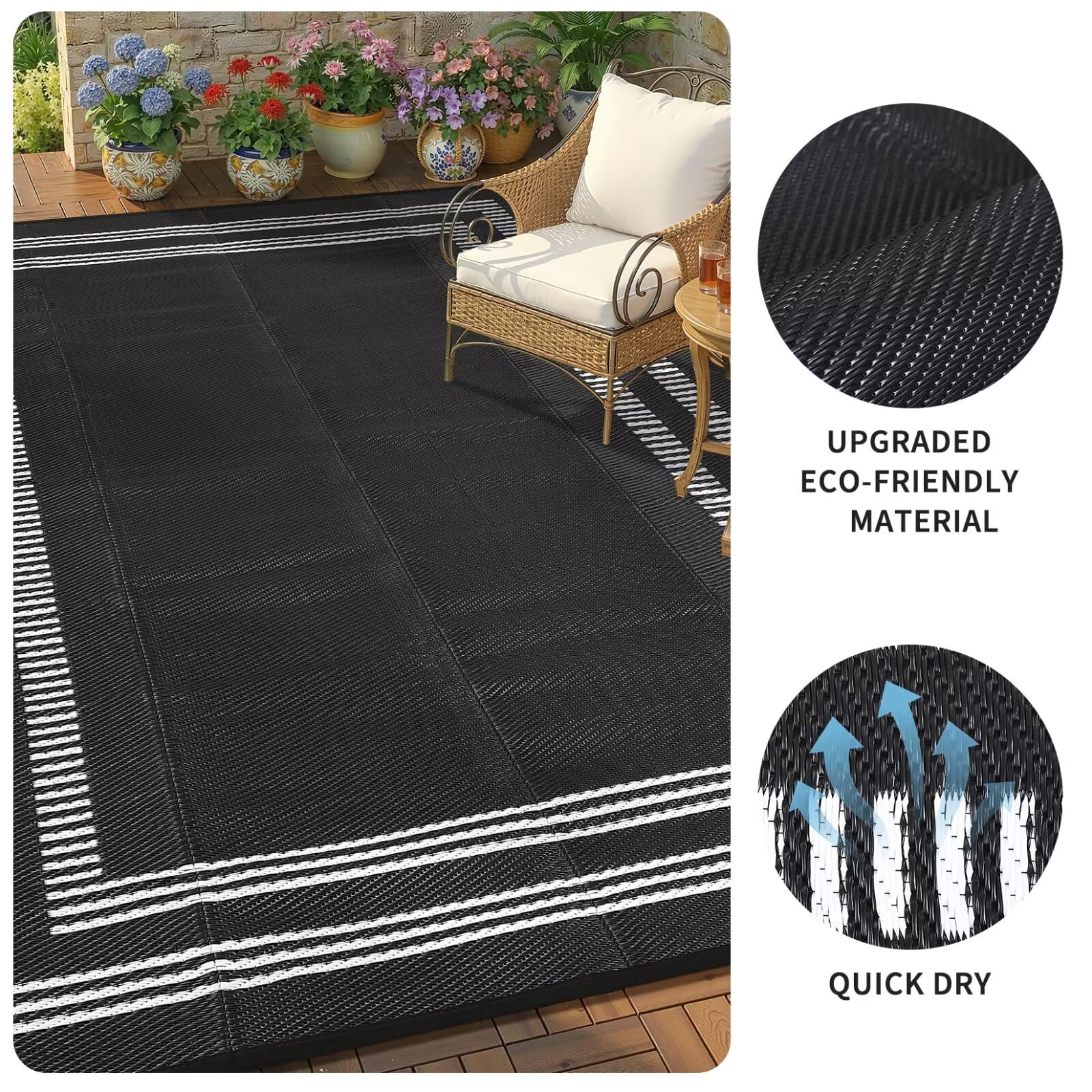 Close-up of Garvee Outdoor Rug's geometric pattern