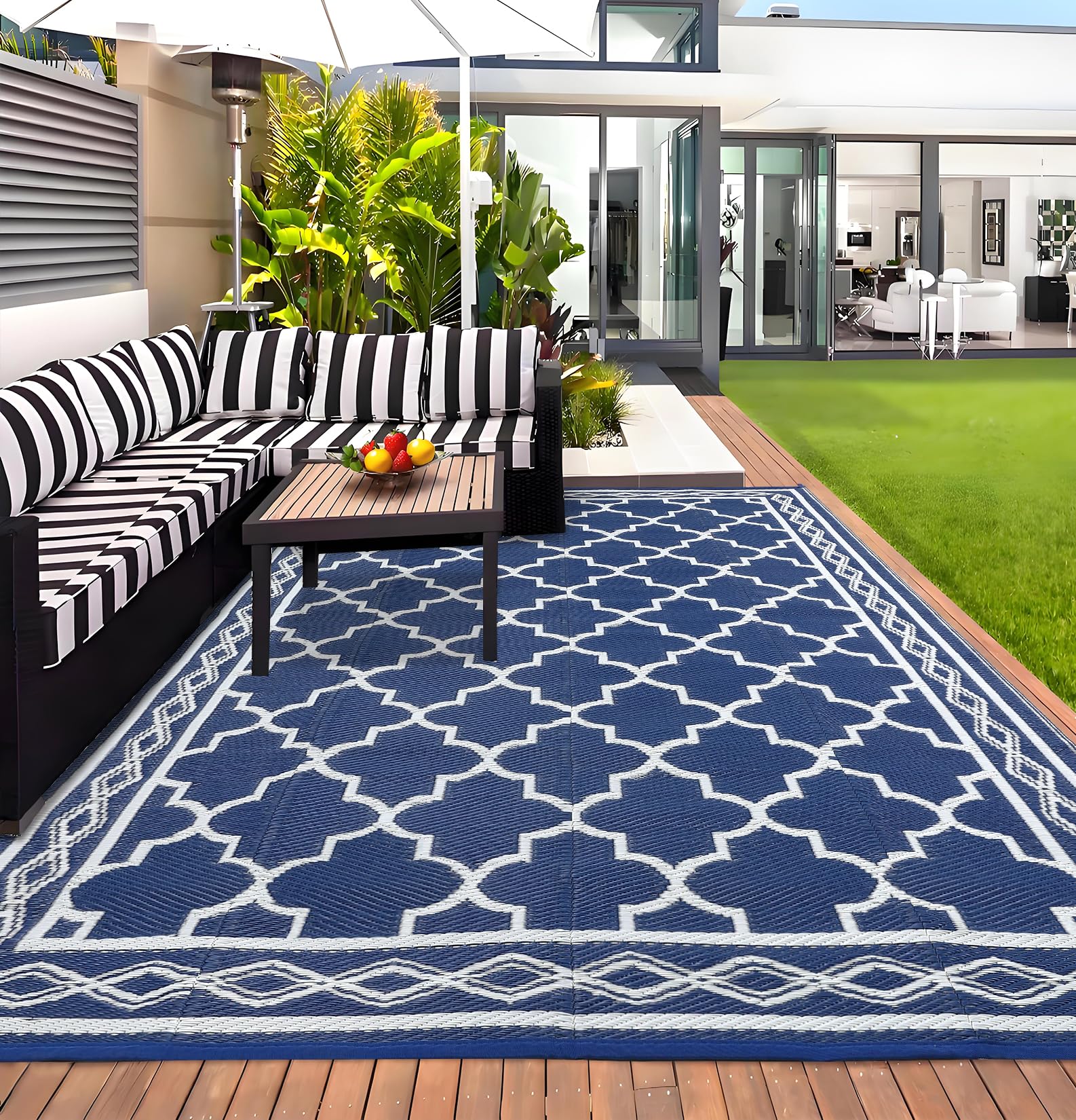 Close-up of Garvee outdoor rug's heat- edges