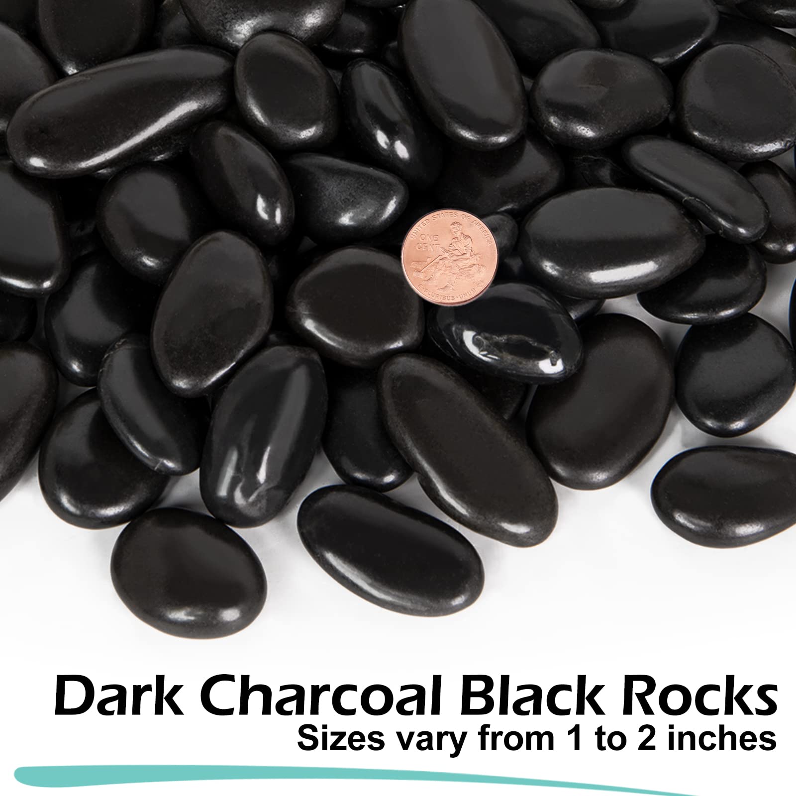 Close-up of GASPRO Black Landscaping Pebbles showing polished surface