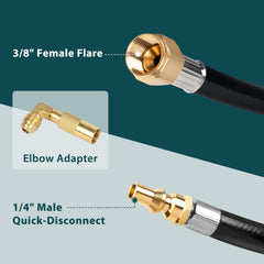 Close-up of GASPRO propane hose solid brass fittings