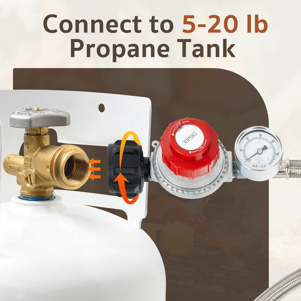 Close-up of GASPRO propane regulator gauge dial