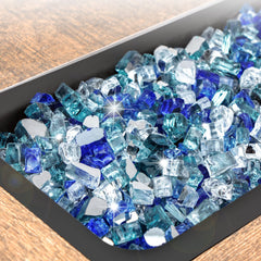 Close-up of GASPRO reflective fire glass stones