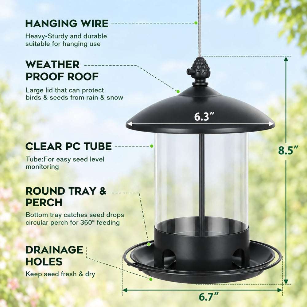 Close-up of Gbekery bird feeder showing metal construction