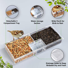 Close-up of Gbekery Window Bird Feeder's detachable tray
