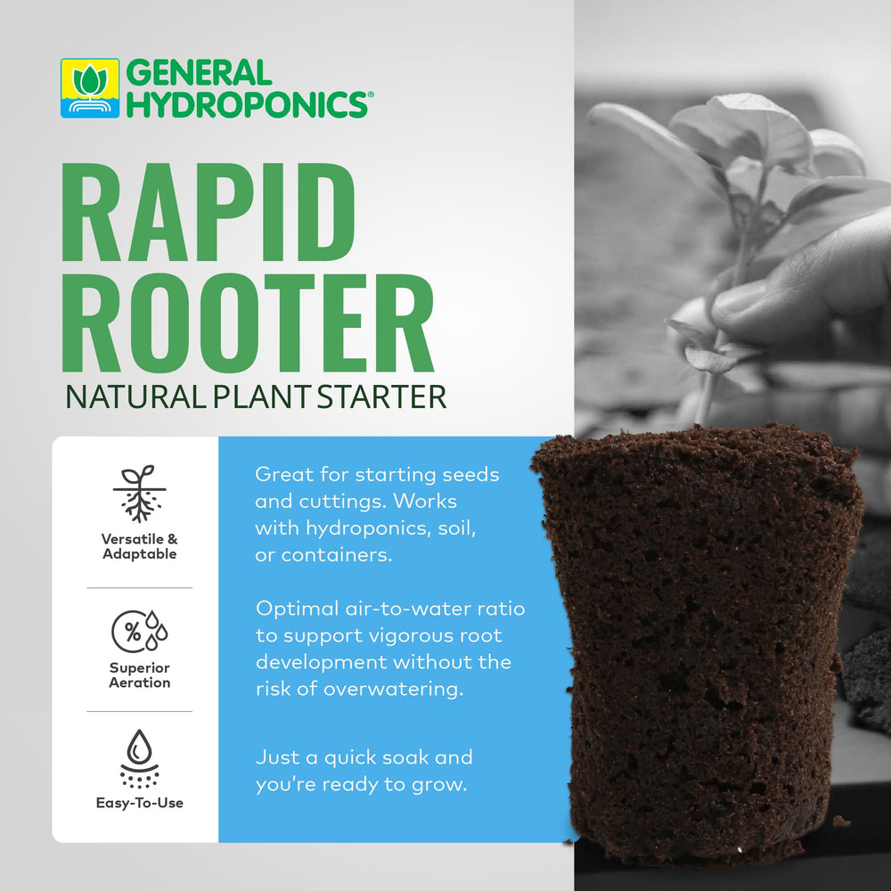 Close-up of General Hydroponics Rapid Rooter plug showing texture