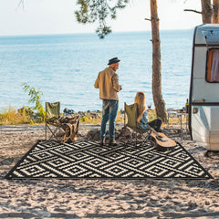 Close-up of GENIMO outdoor rug showing texture and stitching