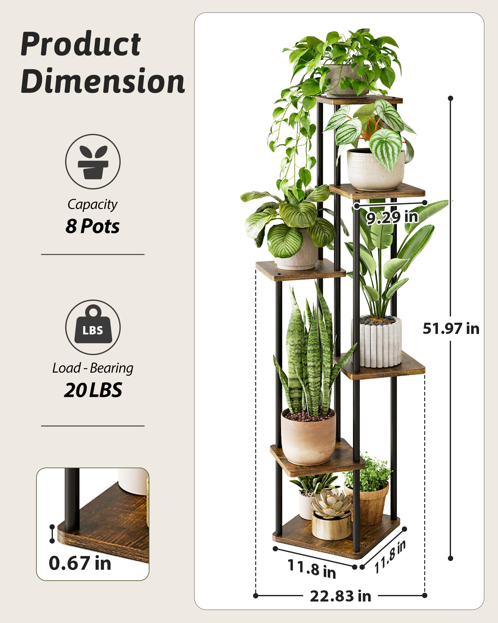 Close-up of GENTINGBRO 6 Tier metal plant stand structure