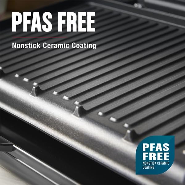 Close-up of George Foreman Family Grill nonstick ceramic coating