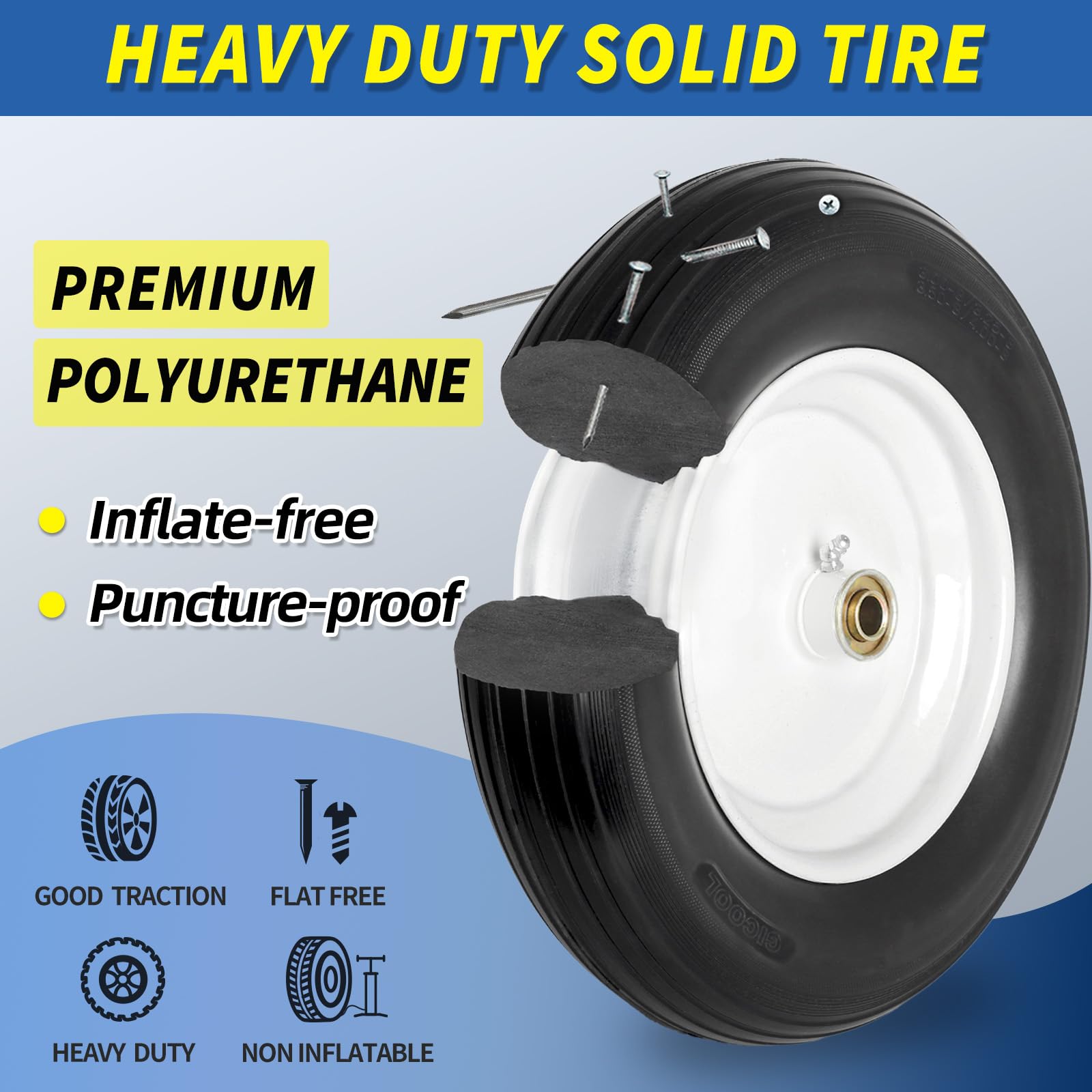 Close-up of GICOOL 3.50-8 wheelbarrow tire details
