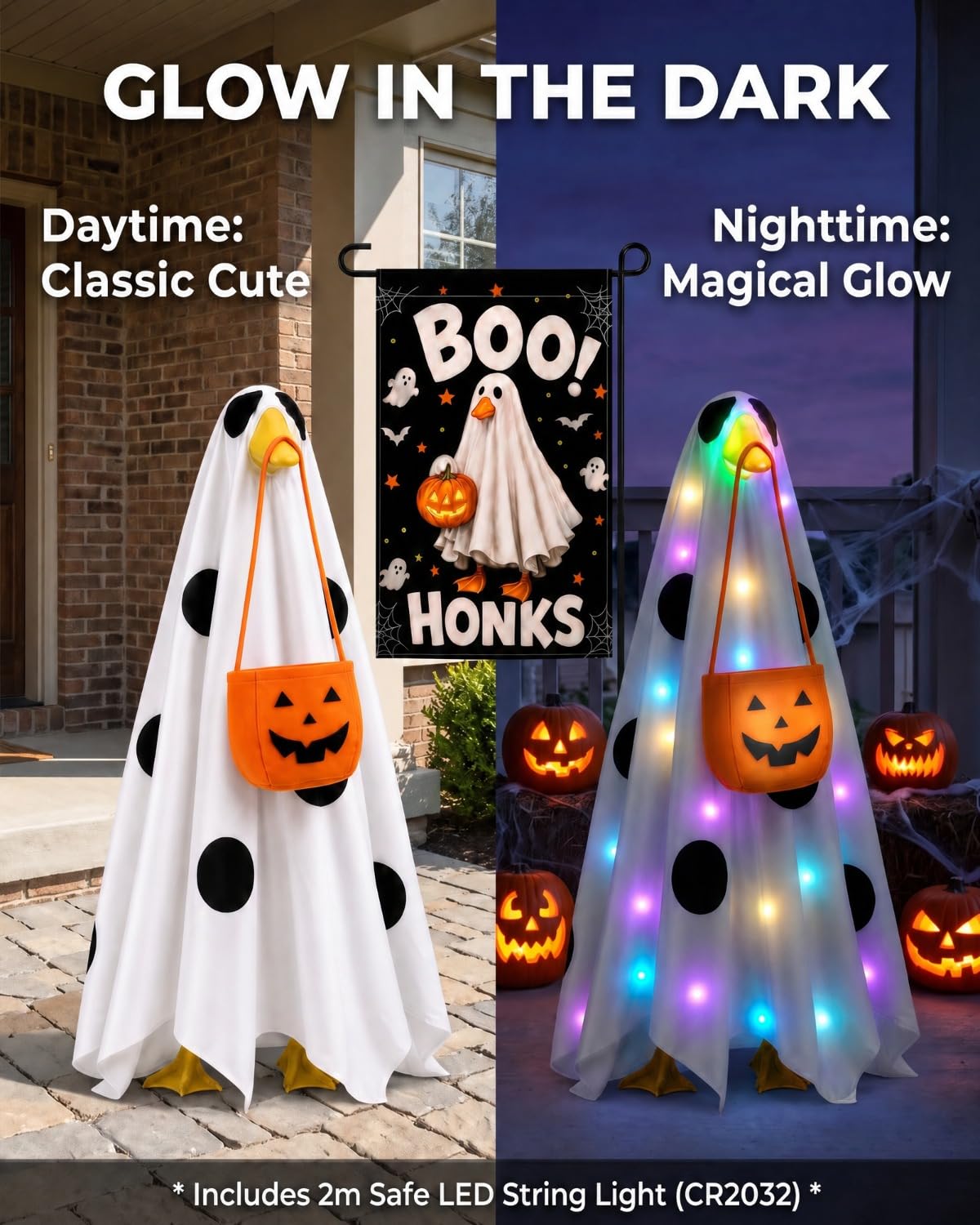 Close-up of GigaCircle ghost costume showing polka dots