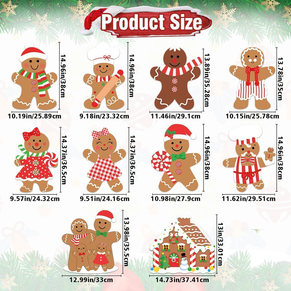 Close-up of gingerbread man yard sign with festive details