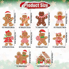 Close-up of gingerbread man yard sign with festive details