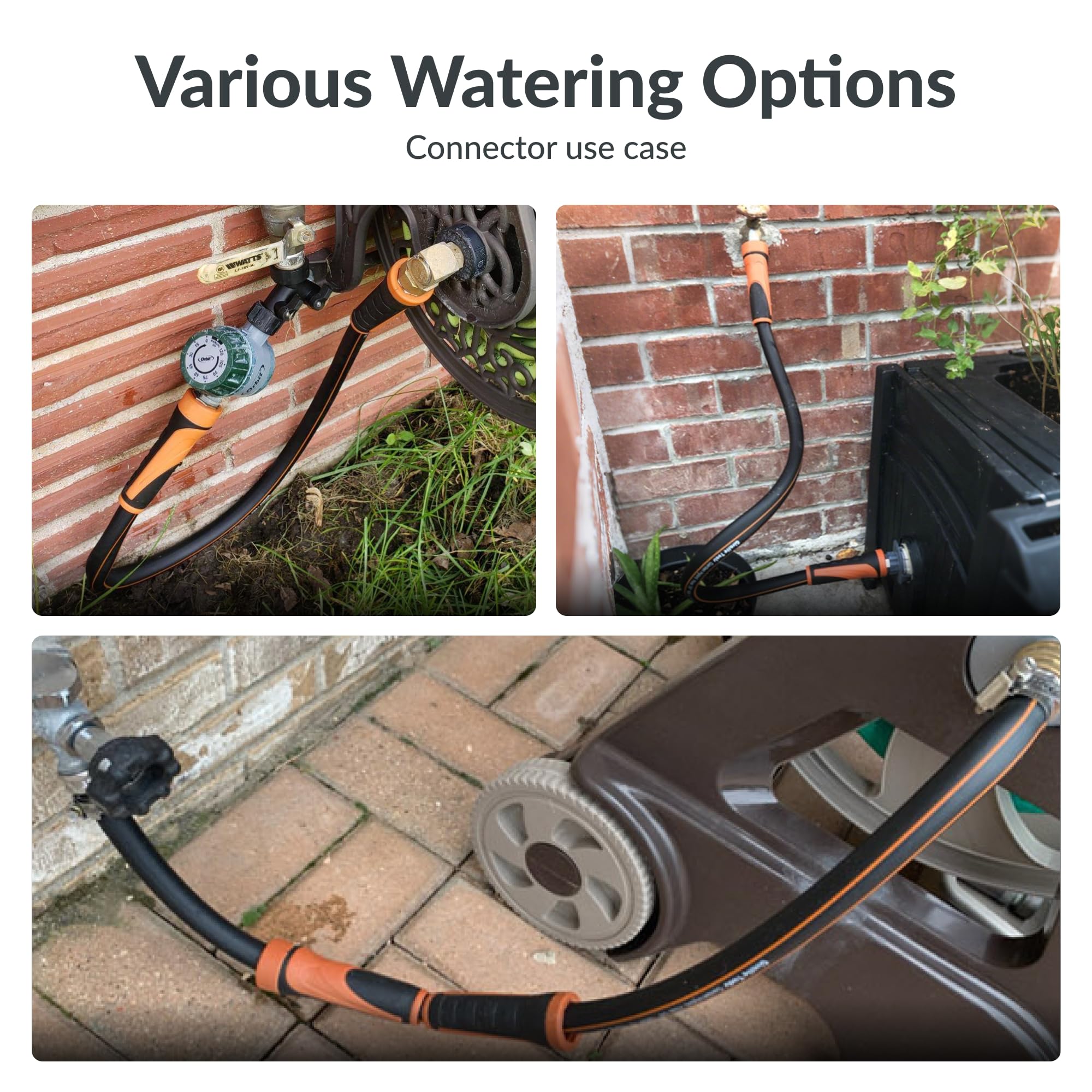 Close-up of Giraffe Tools garden hose connection points