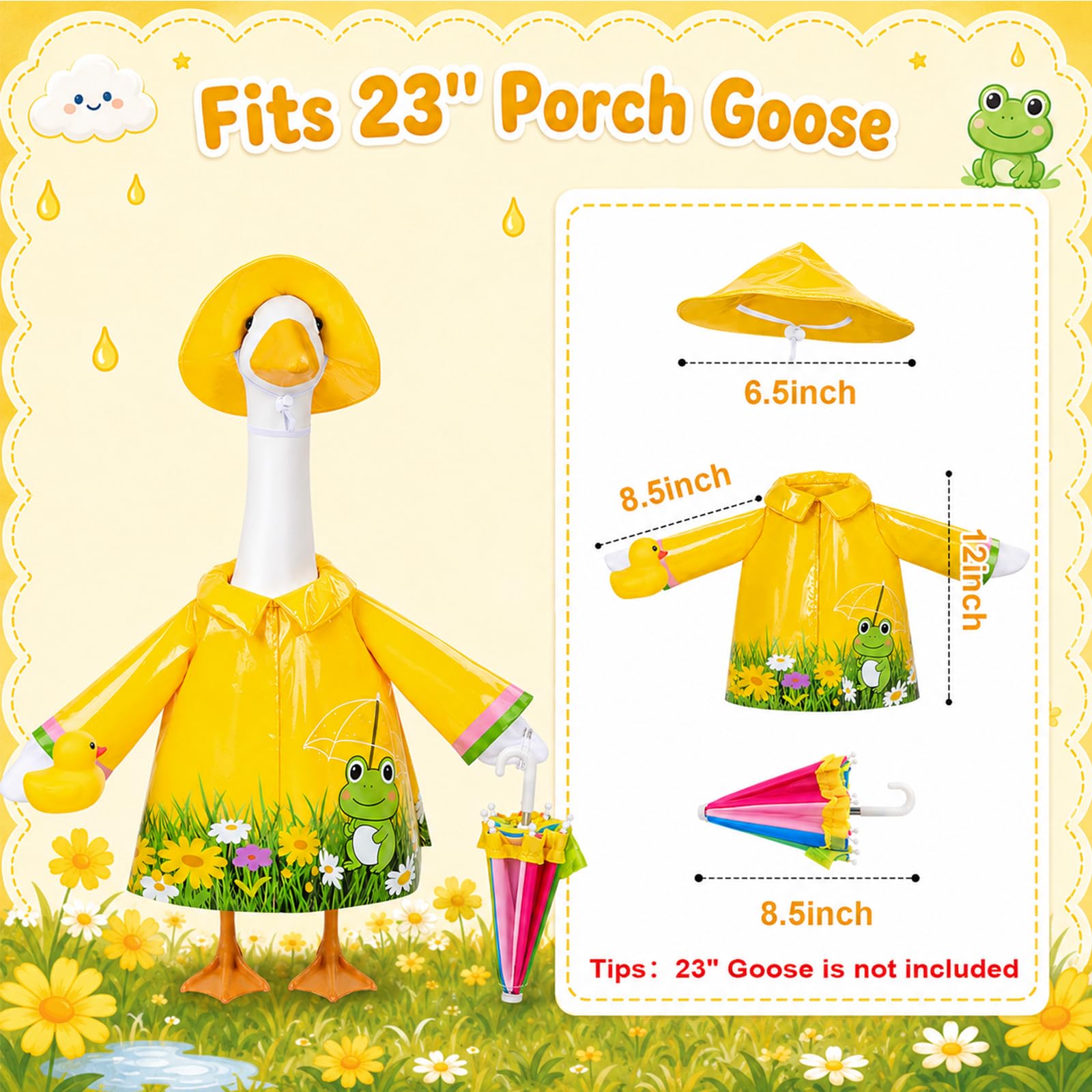Close-up of GJL rainhat and umbrella for goose decoration