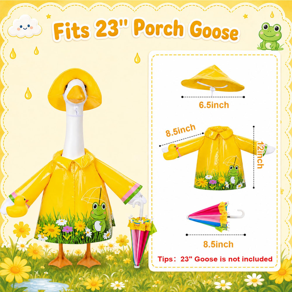 Close-up of GJL rainhat and umbrella for goose decoration