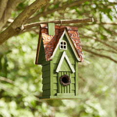 Close-up of Glitzhome 12-inch birdhouse back panel